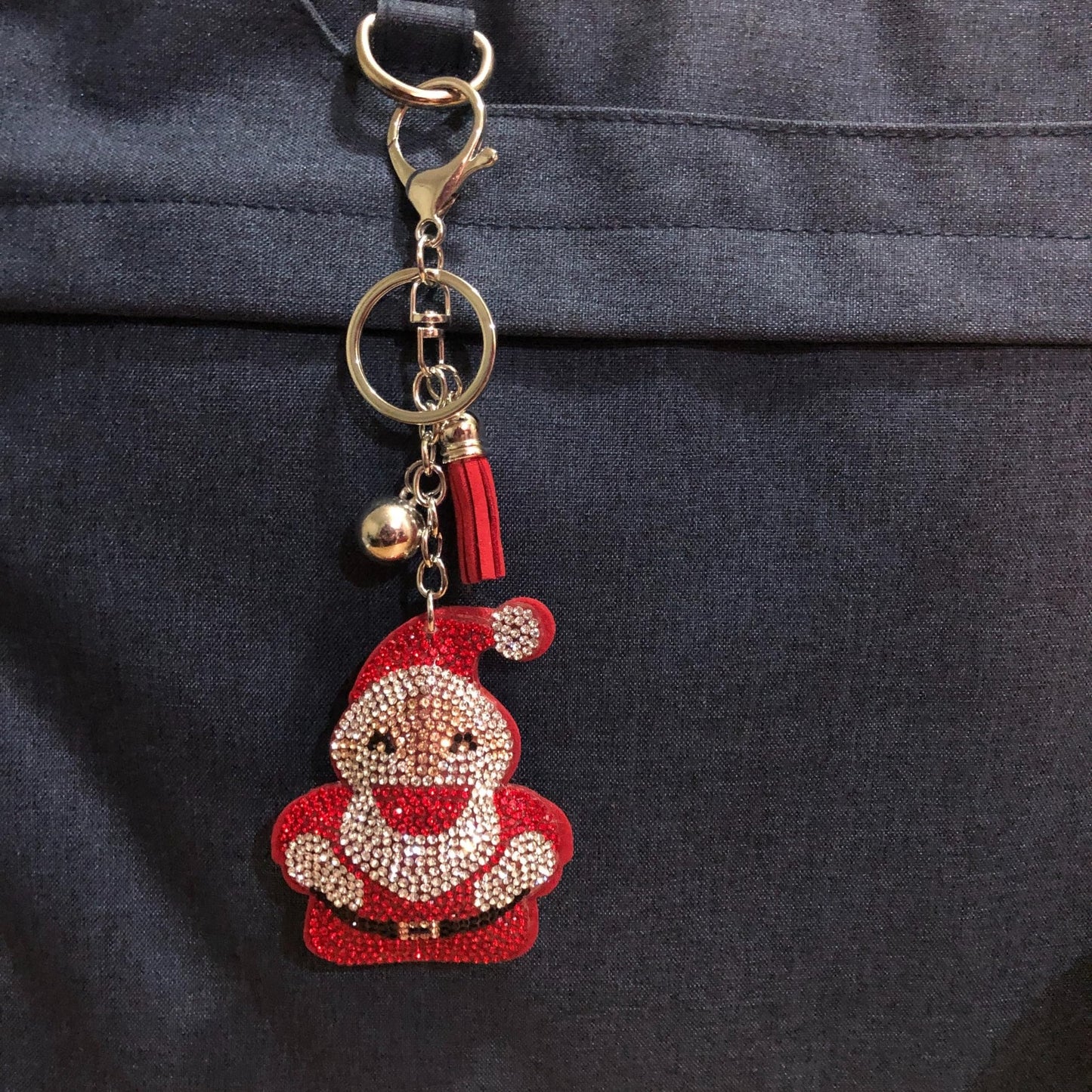 Popfizzy Bling Santa Christmas Keychain, Christmas Gifts for Women and Girls, Stocking Stuffers, Christmas Party Favors