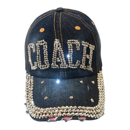 Bling Coach Hat – Sparkly Rhinestone Cap for Women Coaches