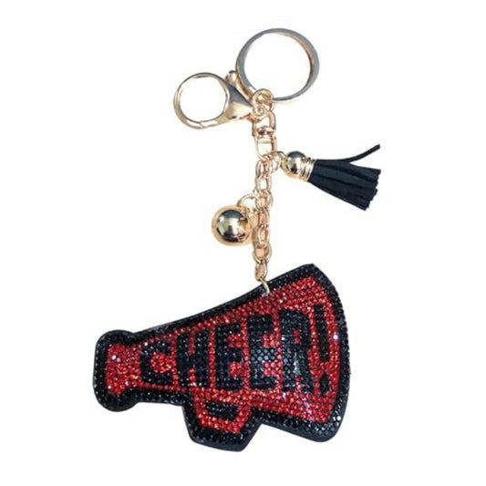 Popfizzy Black and Red Cheer Keychain for Women and Girls, Cheerleader Bag Charm