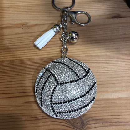 Popfizzy Volleyball Keychains for Teen Girls and Women, Rhinestone Volleyball Backpack Charm, Volleyball Gifts, Bling Volleyball Accessories