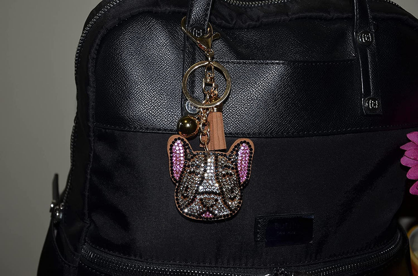 Popfizzy Bling French Bulldog Keychain for Women, Purse Bag Charm
