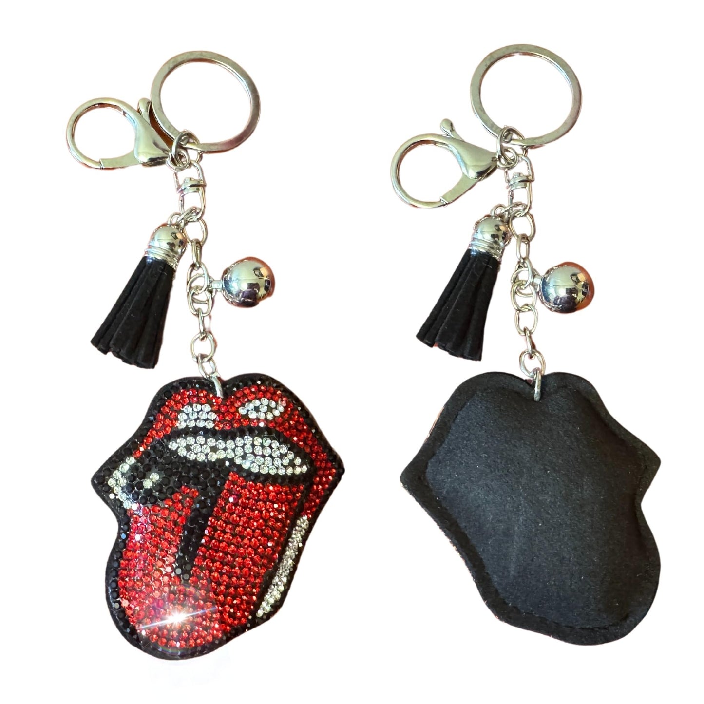 Popfizzy Red Tongue Keychain Accessories for Women and Girls, Backpack Hot Lips Key Chain, Handmade Rhinestone Purse Charms