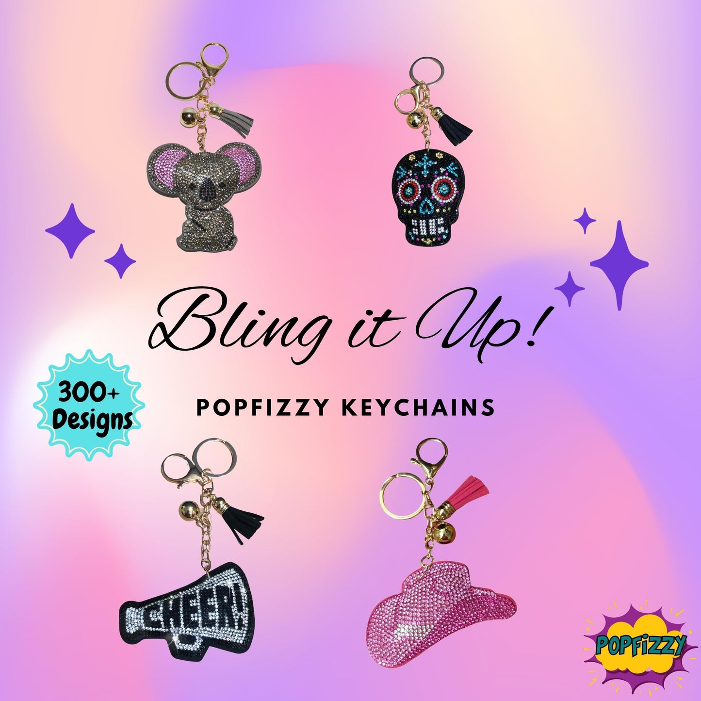 Popfizzy Bling Red Reindeer Keychain, Christmas Gifts for Women and Girls, Stocking Stuffers, Christmas Party Favors