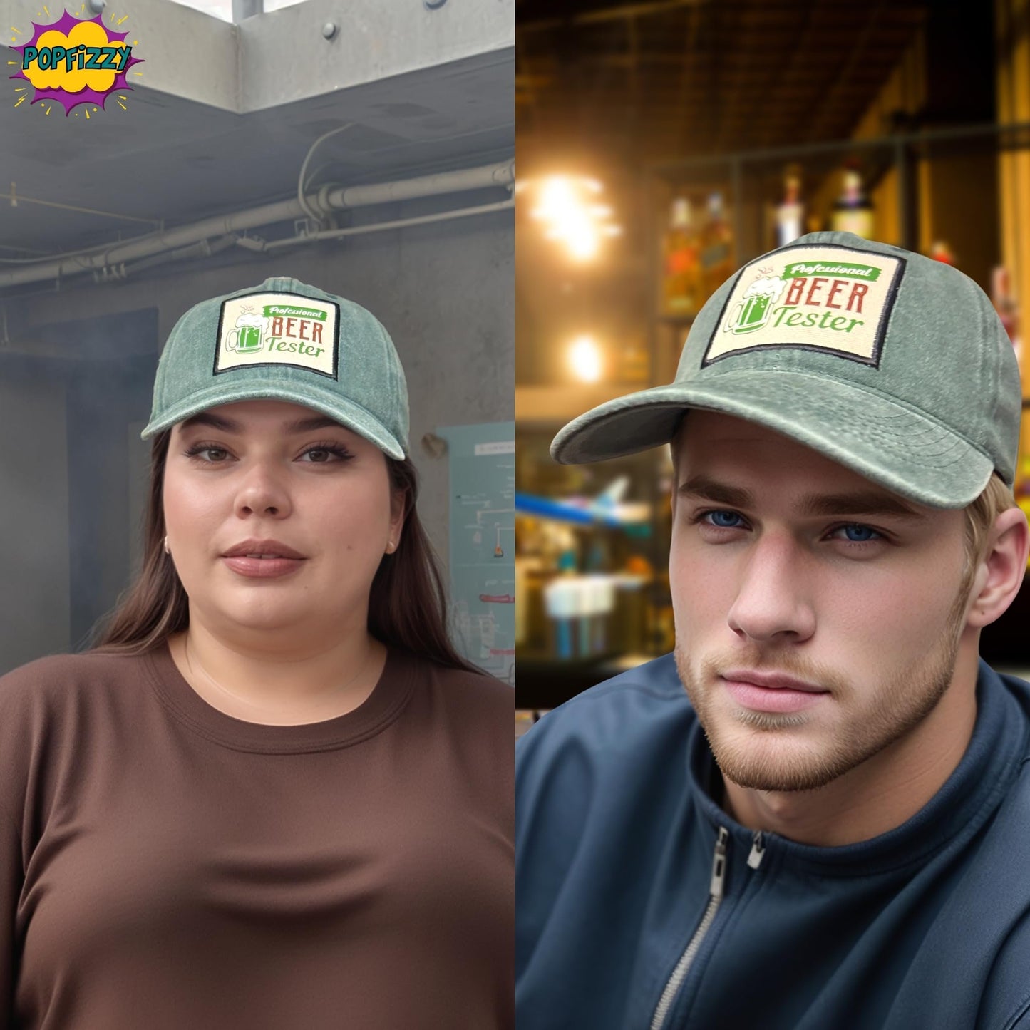 Popfizzy Beer Drinking Hats for Men and Women, Funny Hats for Adults, Beer Drinkers Gift, Humorous Baseball Caps, Adjustable