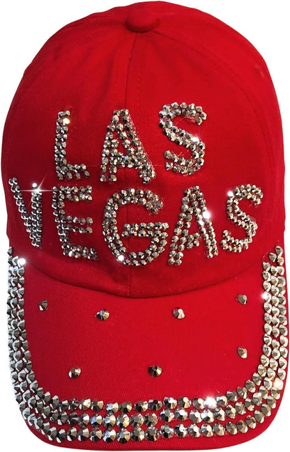 Popfizzy Rhinestone Las Vegas Ball Caps, Bling Bling Las Vegas Hat for Women, Las Vegas Souvenir, Bedazzled Las Vegas Gifts