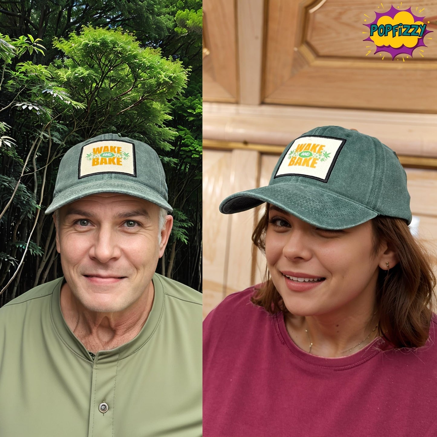 Popfizzy Wake and Bake Weed Hat for Men and Women, Smoking Weed Gifts for Men and Women, Funny Marijuana Hat, Pot Leaf Cap