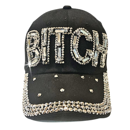 Popfizzy Bitch Hat for Women, Rhinestone Funny Hats for Adult Humor, Bling Baseball Cap for Bad Bitches, Best Sarcastic Hat