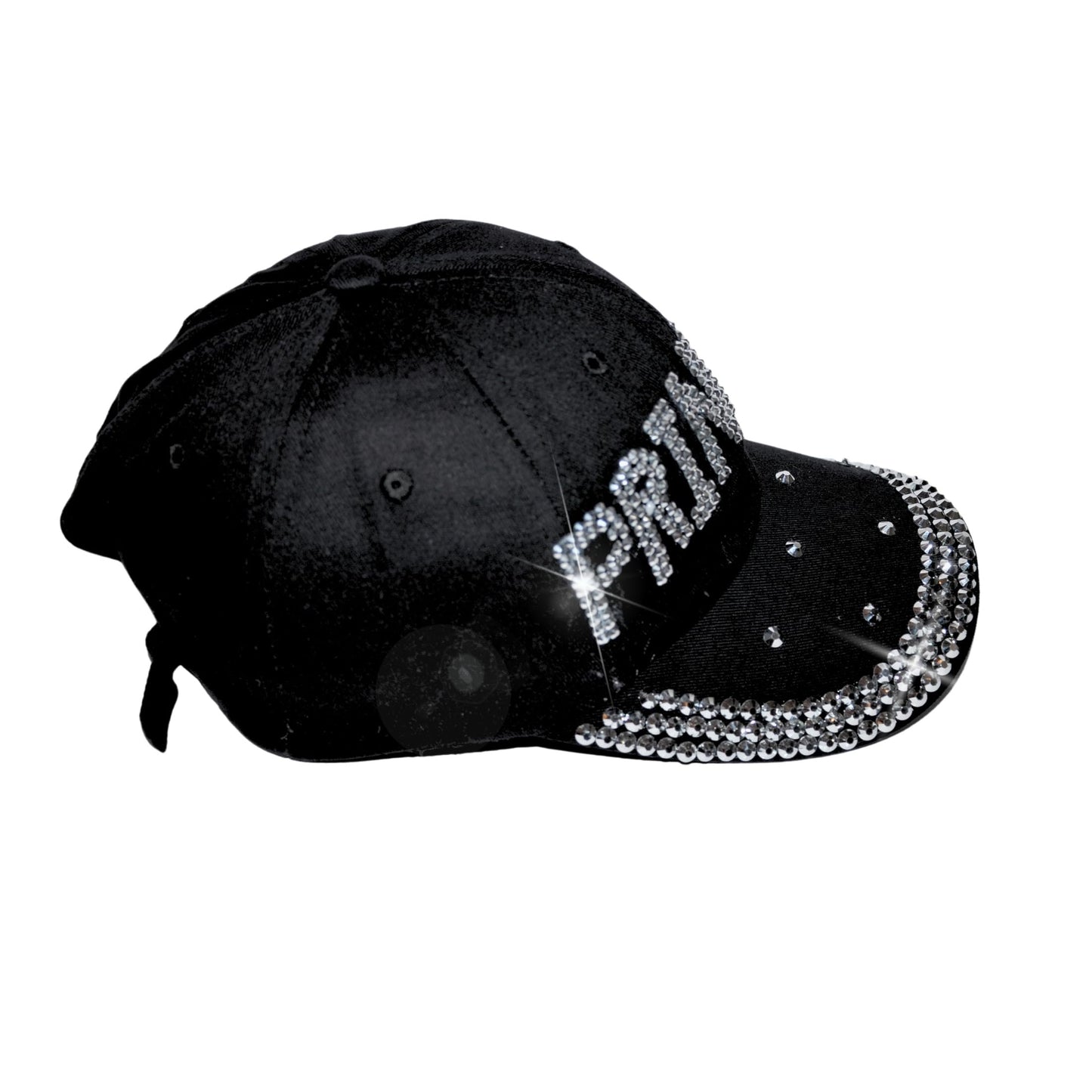 Popfizzy Rhinestone Princess Baseball Cap for Women and Girls, Bling Gift for Princess, Cute Black Bedazzled Hats (Princess)