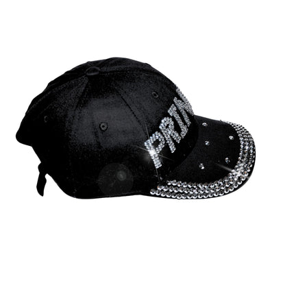 Popfizzy Rhinestone Princess Baseball Cap for Women and Girls, Bling Gift for Princess, Cute Black Bedazzled Hats (Princess)