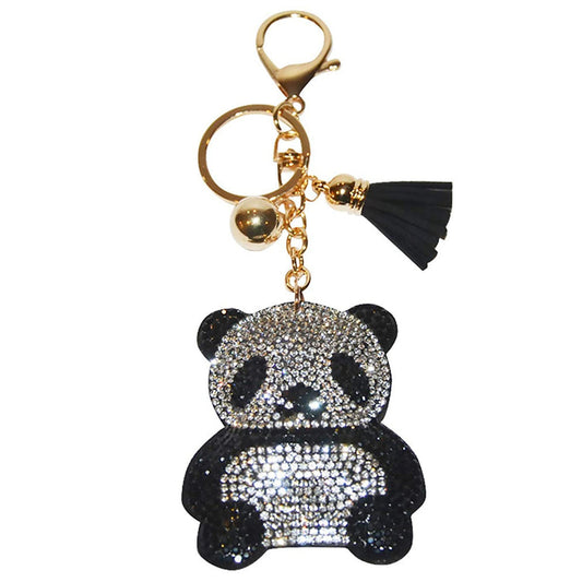 Popfizzy Bling Moustache Keychain, Rhinestone Purse Charm, Backpack Key Chain, Crystal Bag Charms, Key Fob