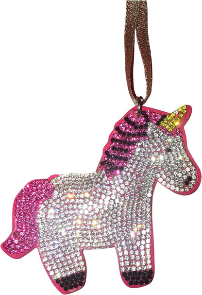 Popfizzy Unicorn Bling Christmas Ornaments 2023, Christmas Decorations for Tree, Rhinestone Christmas Tree Ornaments, Xmas Tree Décor (PINK)