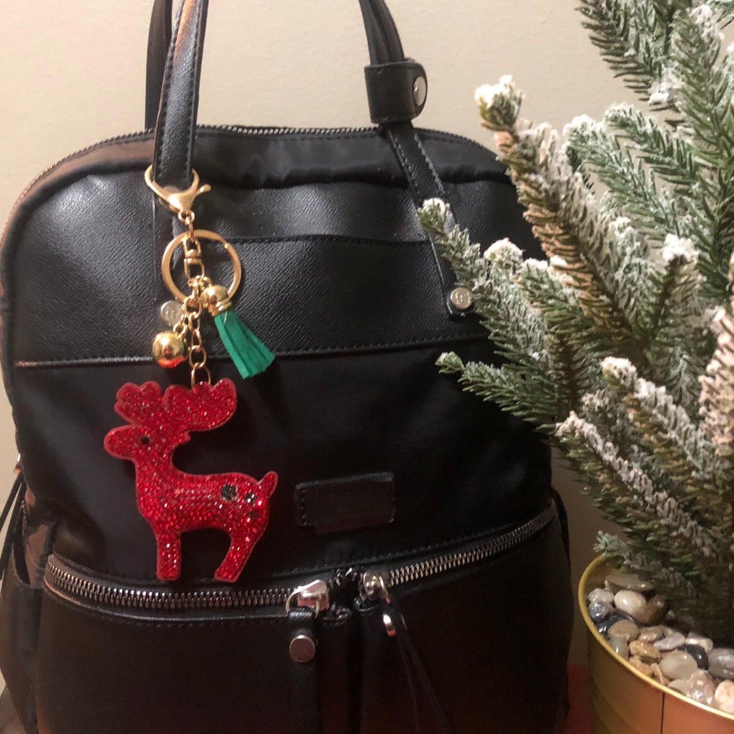 Popfizzy Bling Red Reindeer Keychain, Christmas Gifts for Women and Girls, Stocking Stuffers, Christmas Party Favors