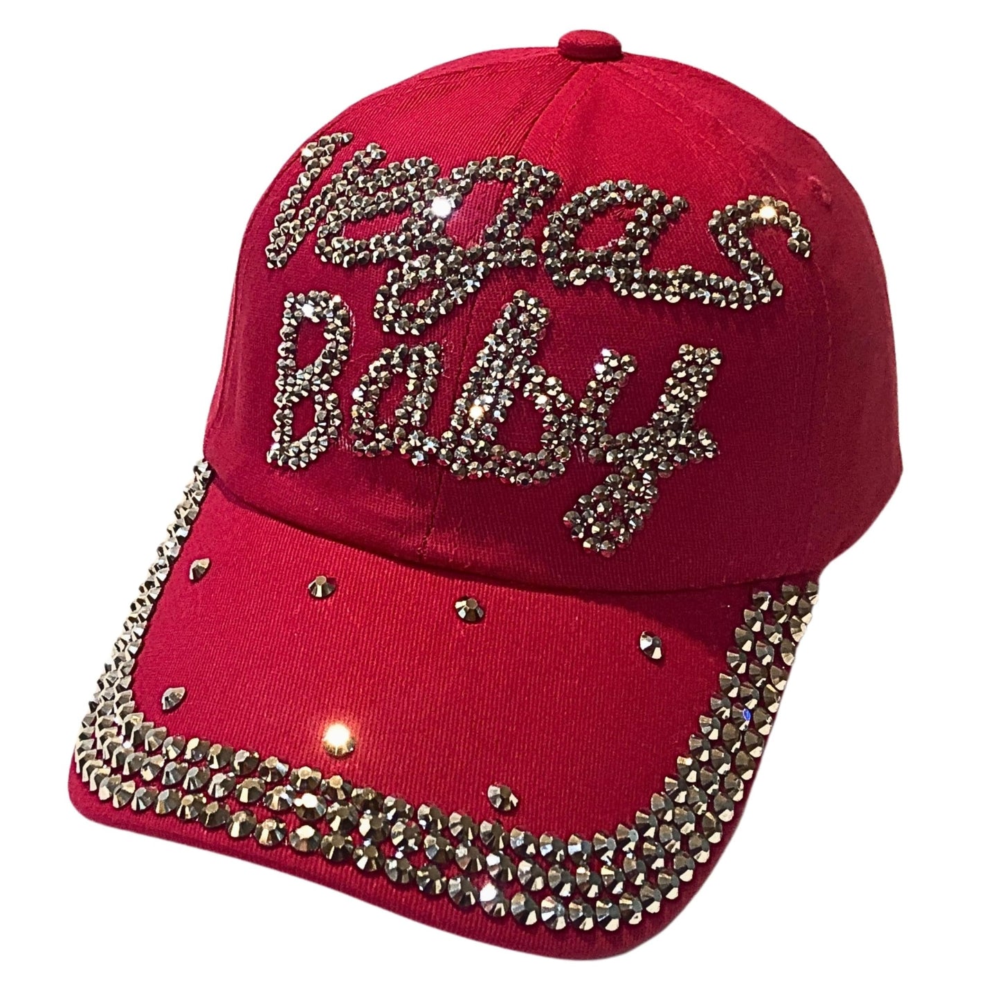 Popfizzy Bling Las Vegas Baby Hat, Rhinestone Las Vegas Baseball Cap for Women, Las Vegas Souvenir, Bedazzled Las Vegas Gifts