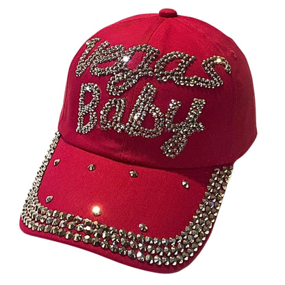 Popfizzy Bling Las Vegas Baby Hat, Rhinestone Las Vegas Baseball Cap for Women, Las Vegas Souvenir, Bedazzled Las Vegas Gifts