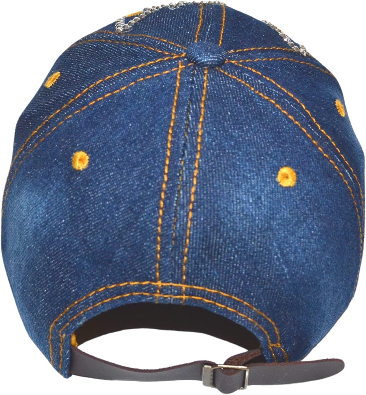 Popfizzy Women’s Cat Mom Hat, Bling Blue Denim Adult Baseball Hat