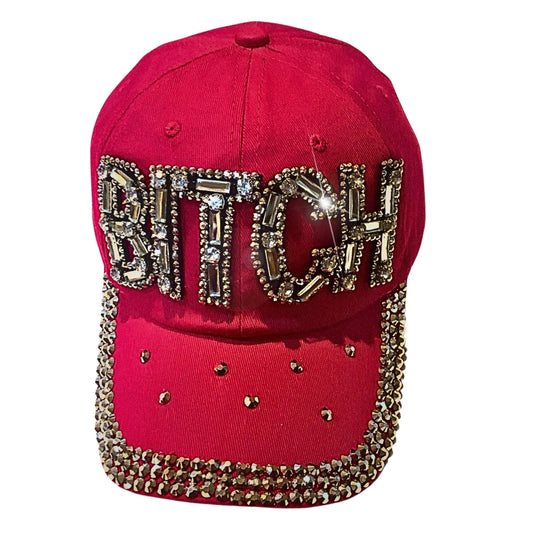 Popfizzy Bitch Hat for Women, Rhinestone Funny Hats for Adult Humor, Bling Baseball Cap for Bad Bitches, Best Sarcastic Hat