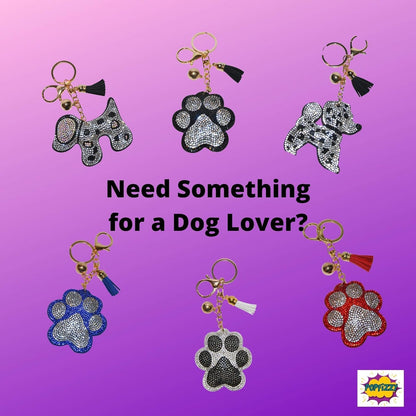 Popfizzy Paw Print Keychain, Bling Purse Charm, Backpack Keychain Key Fob Key Chain Keyring