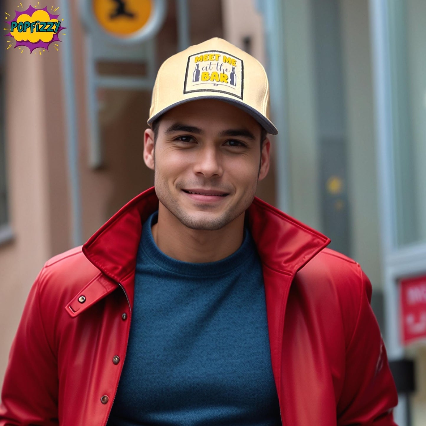Popfizzy Meet Me at The Bar Hat for Men and Women, Alcohol Gifts for Drinkers, Funny Beer Drinking Hat with Funny Saying