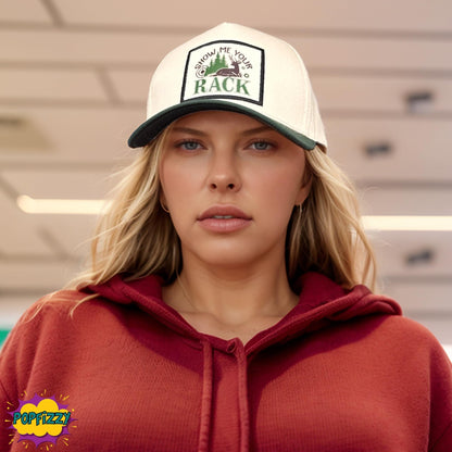 Popfizzy Show Me Your Rack Hat for Men, Funny Gifts for Hunters, Fun Deer Hunting Hats for Men, Hunting Season Baseball Cap