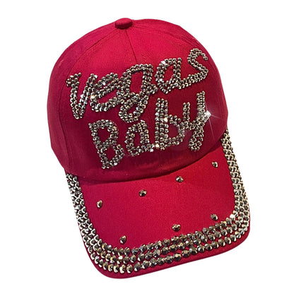 Popfizzy Bling Las Vegas Baby Hat, Rhinestone Las Vegas Baseball Cap for Women, Las Vegas Souvenir, Bedazzled Las Vegas Gifts