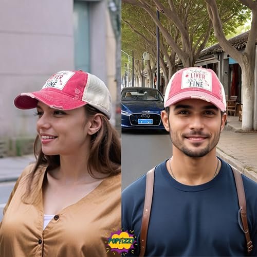 Popfizzy Shut Up Liver You're Fine Hat for Men and Women, Funny Drinking Gifts, Jersey Shore Trucker Hats, Adult Humor Caps