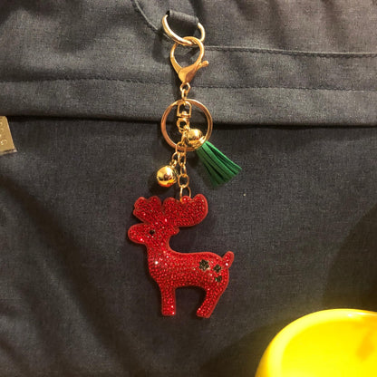 Popfizzy Bling Red Reindeer Keychain, Christmas Gifts for Women and Girls, Stocking Stuffers, Christmas Party Favors