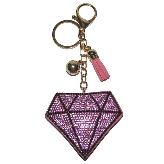 Pink Diamond  Keychain for Women, Bling Purse Charms for Handbags, Girls Backpack Key Fob, Crystal Bag Charm Keyrings