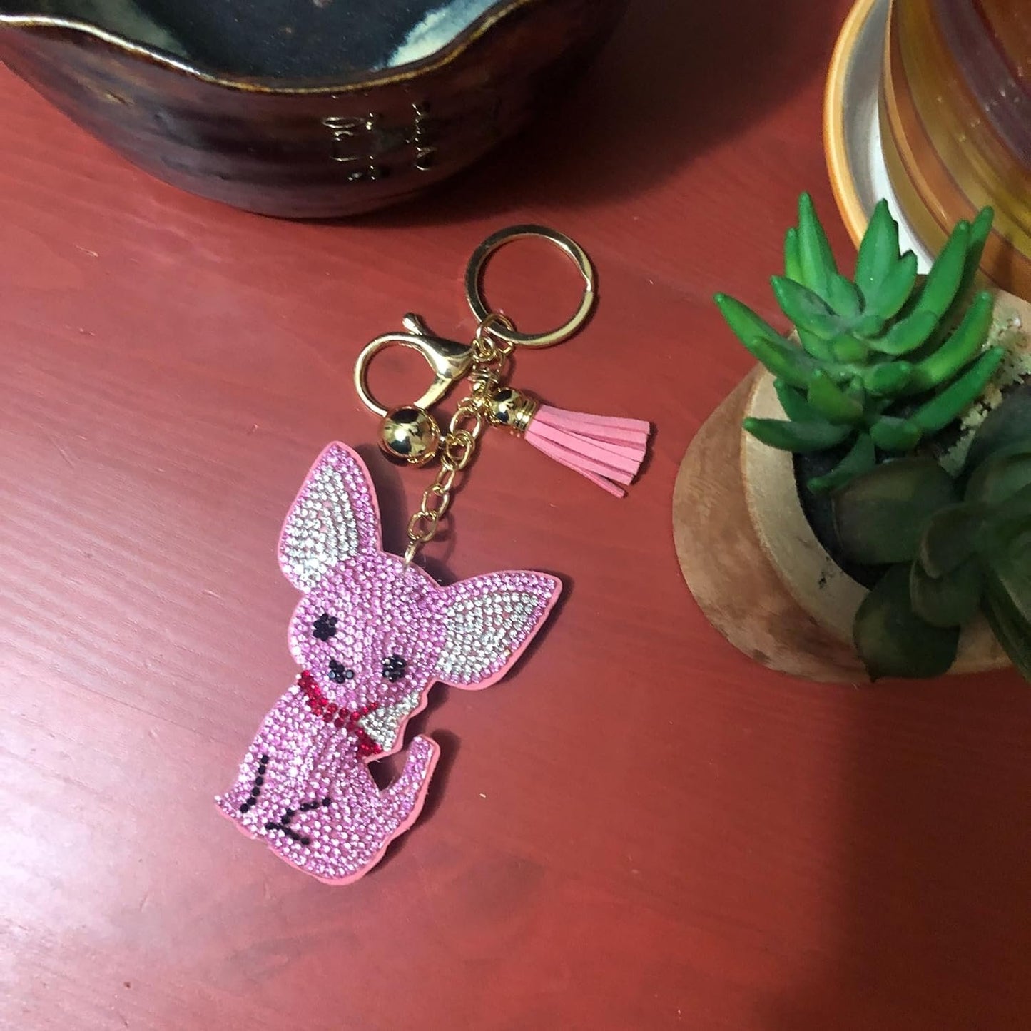 Popfizzy Bling Chihuahua Keychain for Women, Purse Bag Charm
