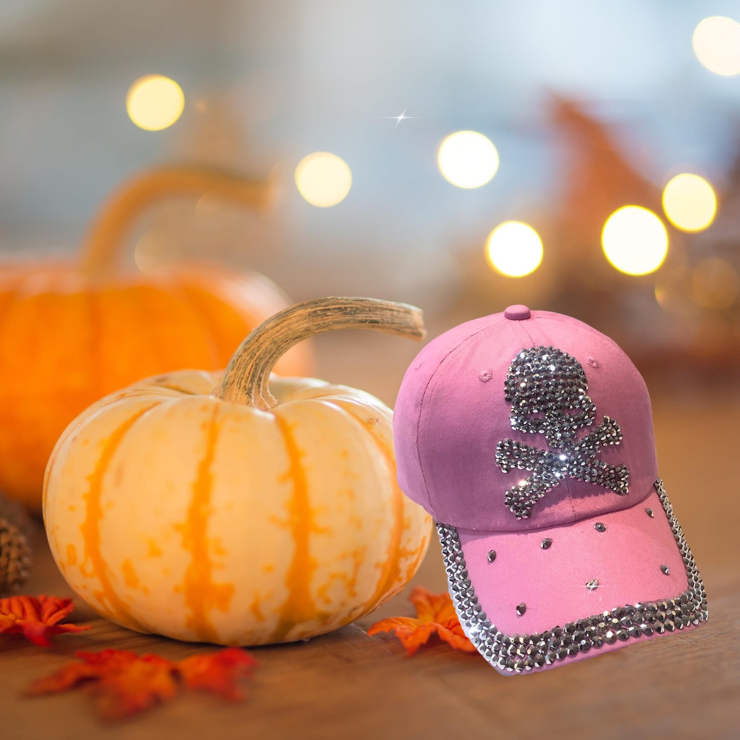 Popfizzy Bling Pink Skull Hat for Women, Adult Cotton Cap