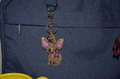Popfizzy Bling Chihuahua Keychain for Women, Purse Bag Charm