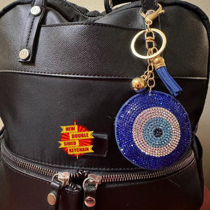 Popfizzy Bling Evil Eye Keychain for Women and Girls, Purse Charm, Rhinestone Bag Charm, Evil Eye Gifts, Double Sided