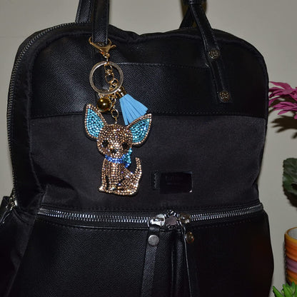 Popfizzy Bling Chihuahua Keychain for Women, Purse Bag Charm