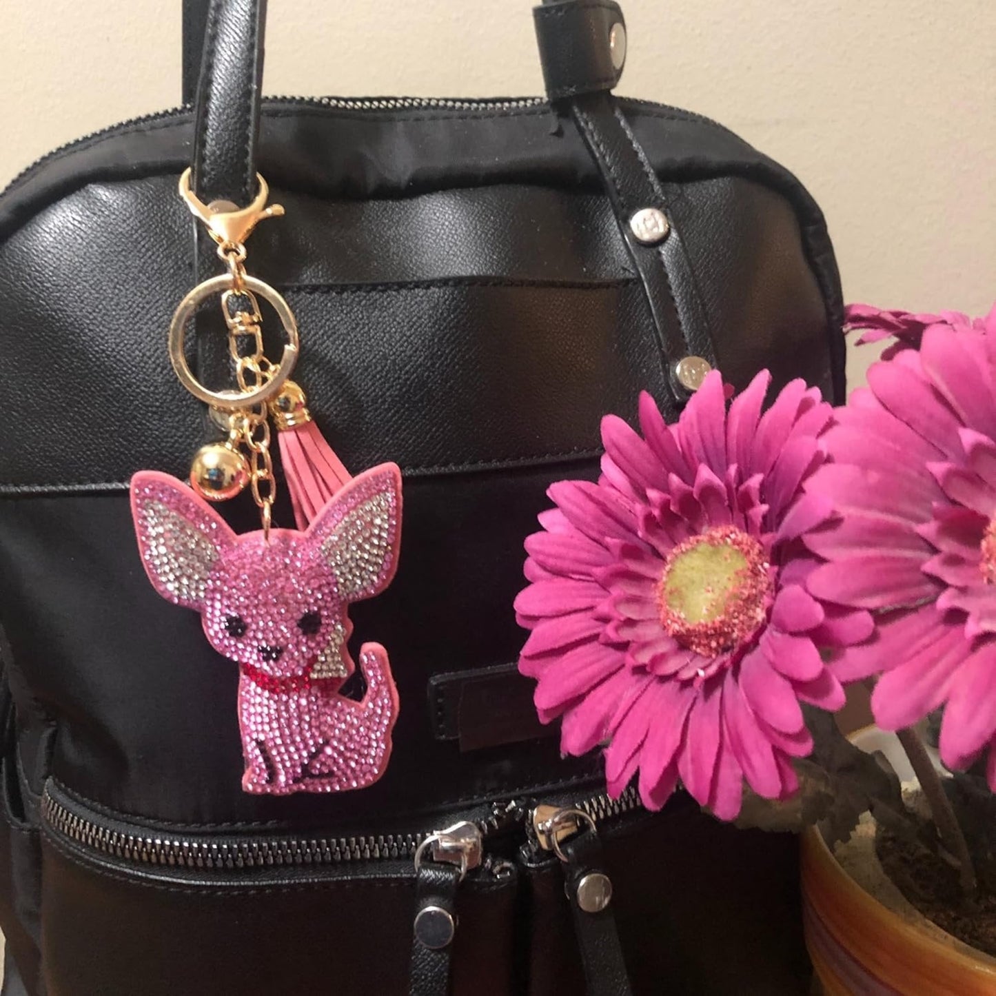 Popfizzy Bling Chihuahua Keychain for Women, Purse Bag Charm