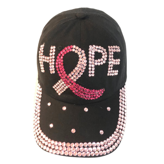 Popfizzy Pink Ribbon Breast Cancer Hats for Women, Breast Cancer Awareness Cap, Bling Breast Cancer Survivor Gifts for Woman