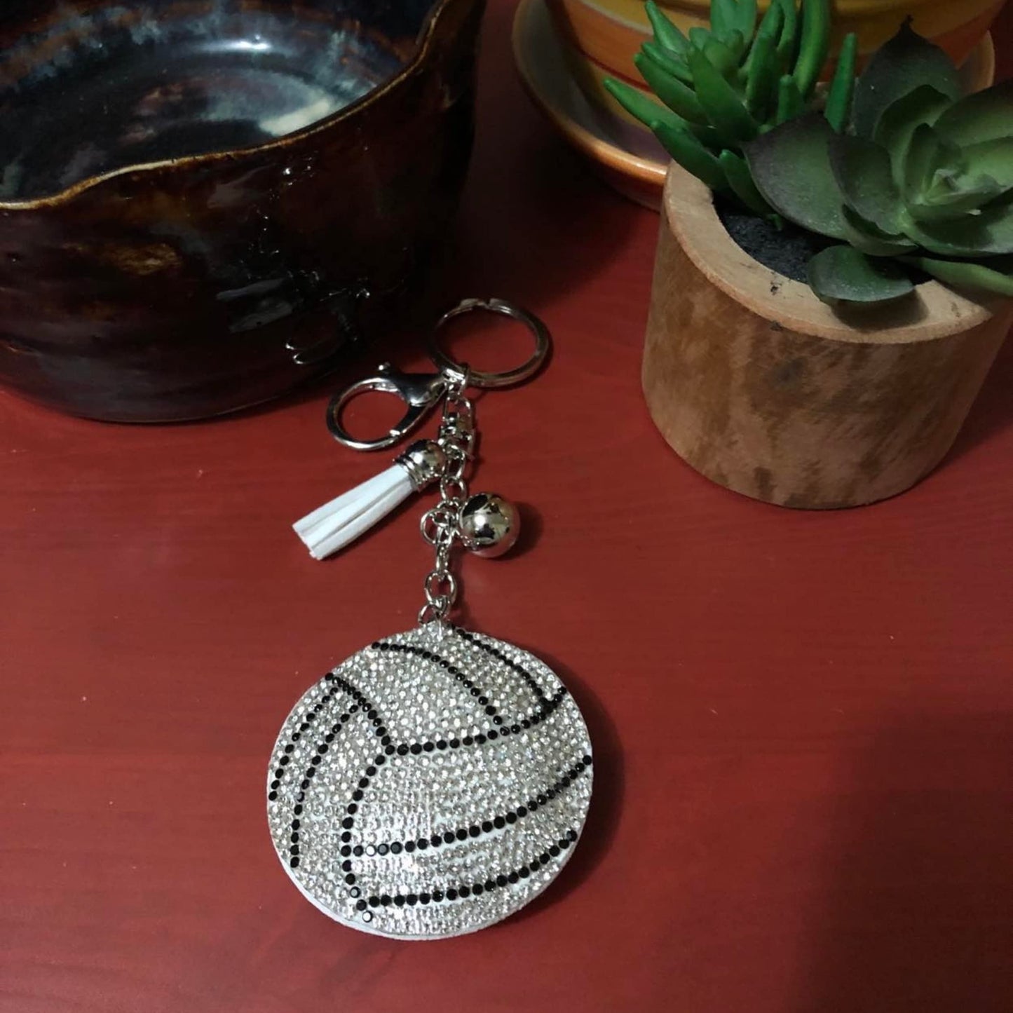 Popfizzy Volleyball Keychains for Teen Girls and Women, Rhinestone Volleyball Backpack Charm, Volleyball Gifts, Bling Volleyball Accessories