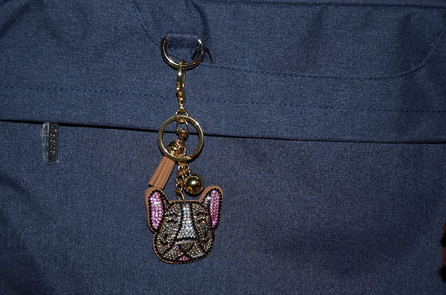 Popfizzy Bling French Bulldog Keychain for Women, Purse Bag Charm