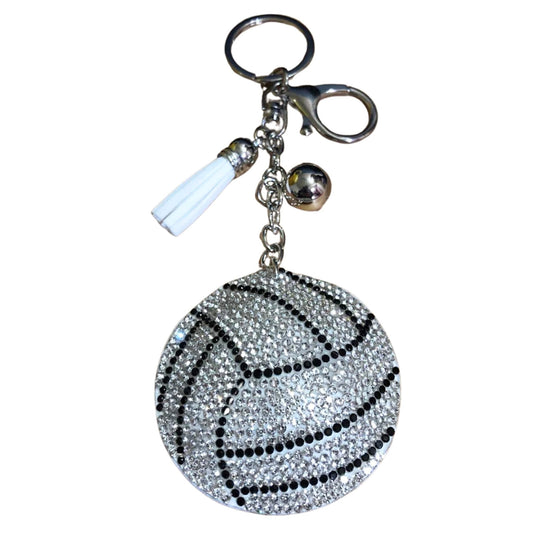 Popfizzy Volleyball Keychains for Teen Girls and Women, Rhinestone Volleyball Backpack Charm, Volleyball Gifts, Bling Volleyball Accessories