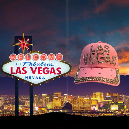 Popfizzy Rhinestone Las Vegas Ball Caps, Bling Bling Las Vegas Hat for Women, Las Vegas Souvenir, Bedazzled Las Vegas Gifts