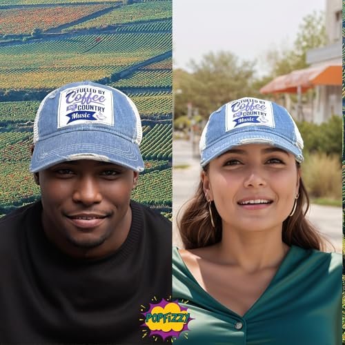 Popfizzy Coffee and Country Music Hat for Women and Men, Country Music Gift, Coffee Lover Gift