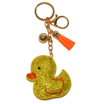 Yellow Duck Keychain for Women, Bling Purse Charms for Handbags, Girls Backpack Key Fob, Crystal Bag Charm Keyrings