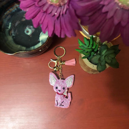 Popfizzy Bling Chihuahua Keychain for Women, Purse Bag Charm