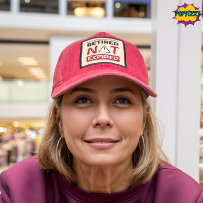 Popfizzy Retired not Expired Funny Hats for Men and Women, Fun Retirement Baseball Caps, Unique Retirement Gifts for Adults