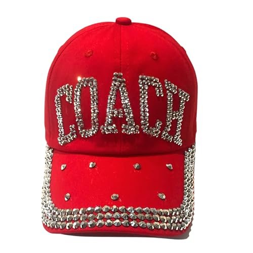 Popfizzy Bling Coach Hat with Rhinestones for Women, Best Cheer Coach Hat, Soccer Coach, Baseball Coach, Sports Coach Gifts