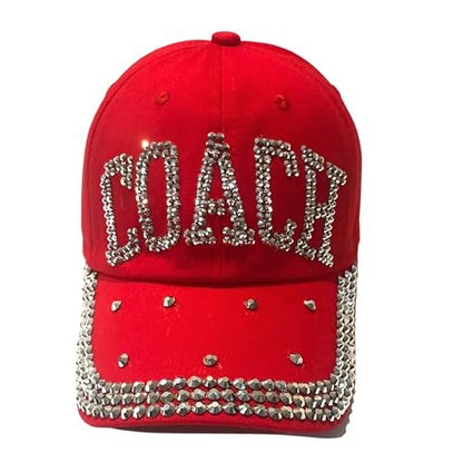 Popfizzy Bling Coach Hat with Rhinestones for Women, Best Cheer Coach Hat, Soccer Coach, Baseball Coach, Sports Coach Gifts