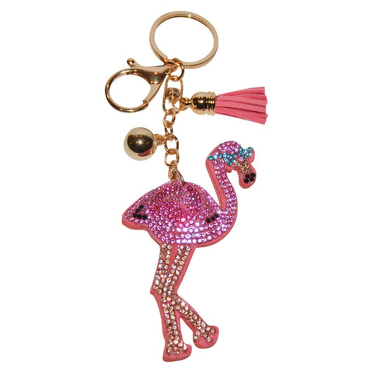 Popfizzy Rhinestone Pink Flamingo Keychain for Women, Bling Flamingo Accessories, Flamingo Backpack Keychain, Flamingo Gifts