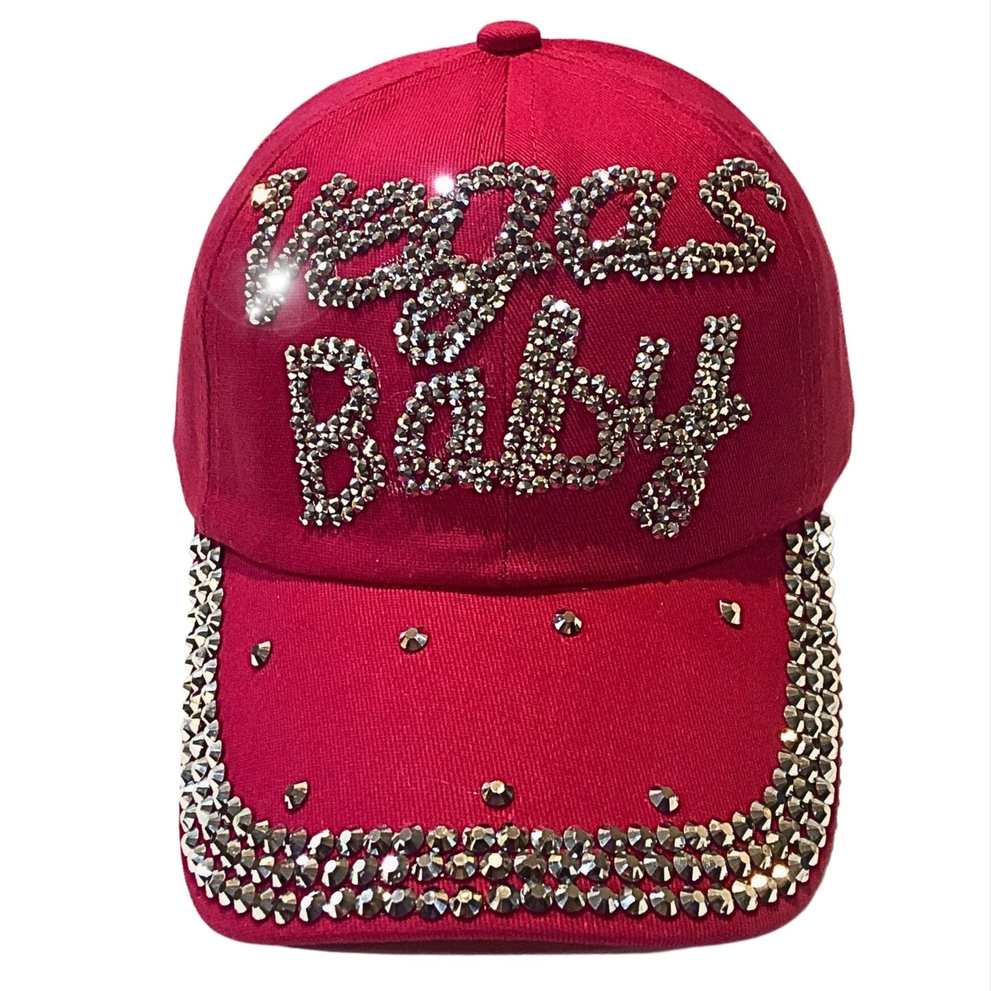 Popfizzy Bling Las Vegas Baby Hat, Rhinestone Las Vegas Baseball Cap for Women, Las Vegas Souvenir, Bedazzled Las Vegas Gifts
