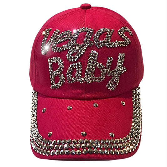 Popfizzy Bling Las Vegas Baby Hat, Rhinestone Las Vegas Baseball Cap for Women, Las Vegas Souvenir, Bedazzled Las Vegas Gifts