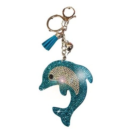 Popfizzy Blue Dolphin Keychain Accessories for Women and Girls, Bling Backpack Charm, Bedazzled Bag Charms, Dolphin Gifts