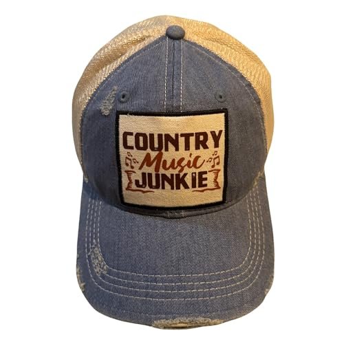 Popfizzy Country Music Junkie Hats for Women and Men, Country Music Gifts for Adults, Funny Trucker Hats, Adult Humor Caps