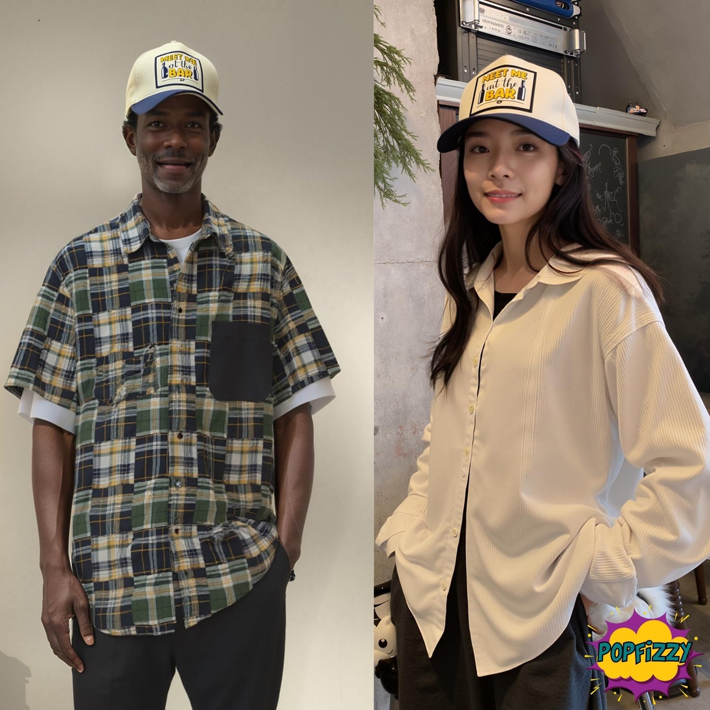 Popfizzy Meet Me at The Bar Hat for Men and Women, Alcohol Gifts for Drinkers, Funny Beer Drinking Hat with Funny Saying